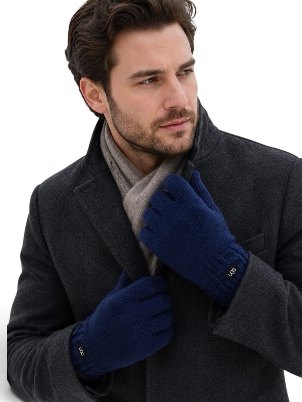 UGG Rib Knit Wool Blend Stretch Tech Gloves Navy Blue One Size Brand NWT!